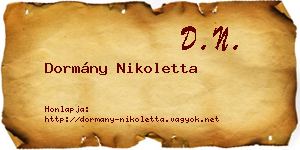 Dormány Nikoletta névjegykártya