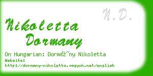 nikoletta dormany business card